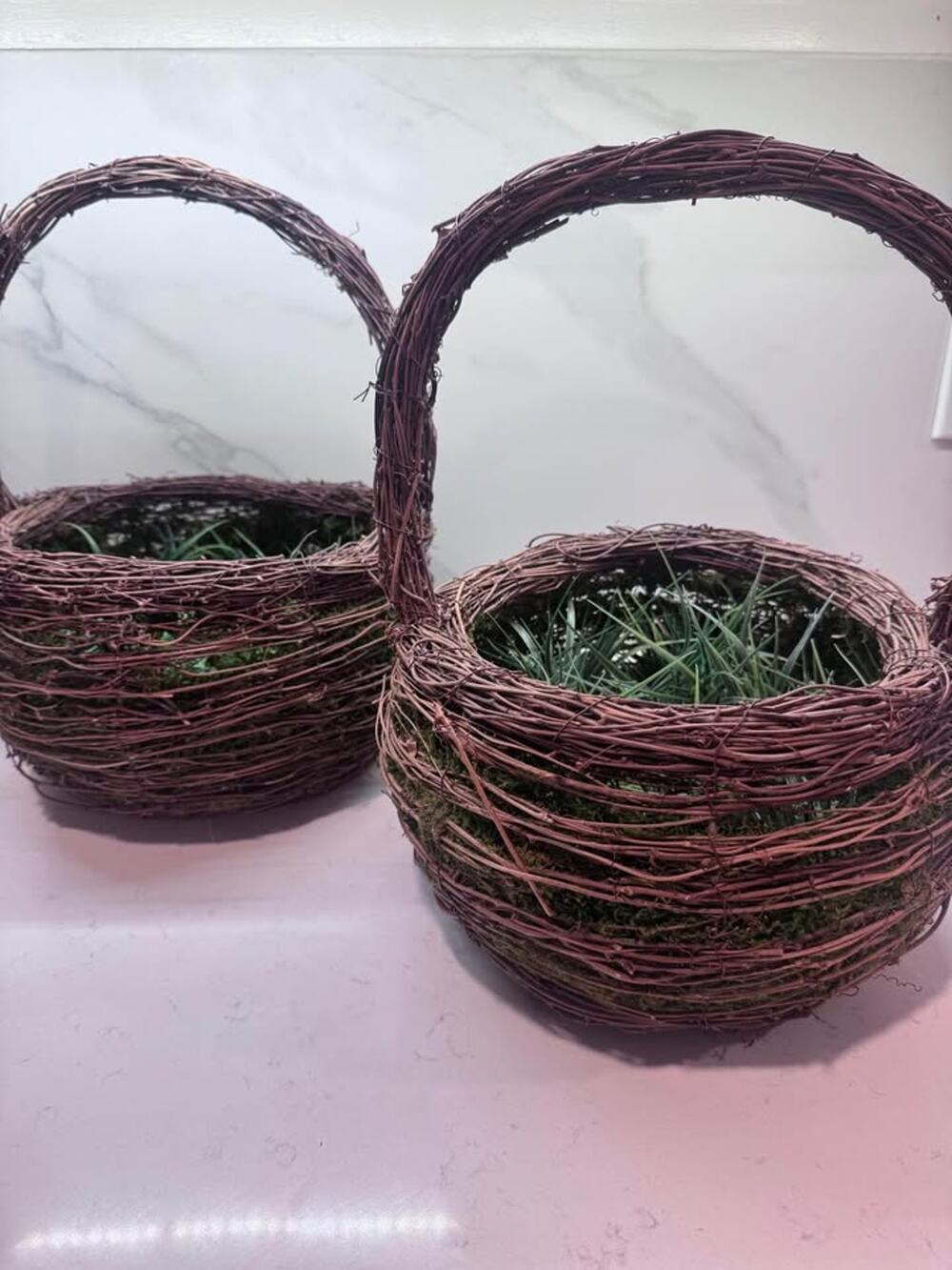 Set of 2 Rustic Twig Baskets